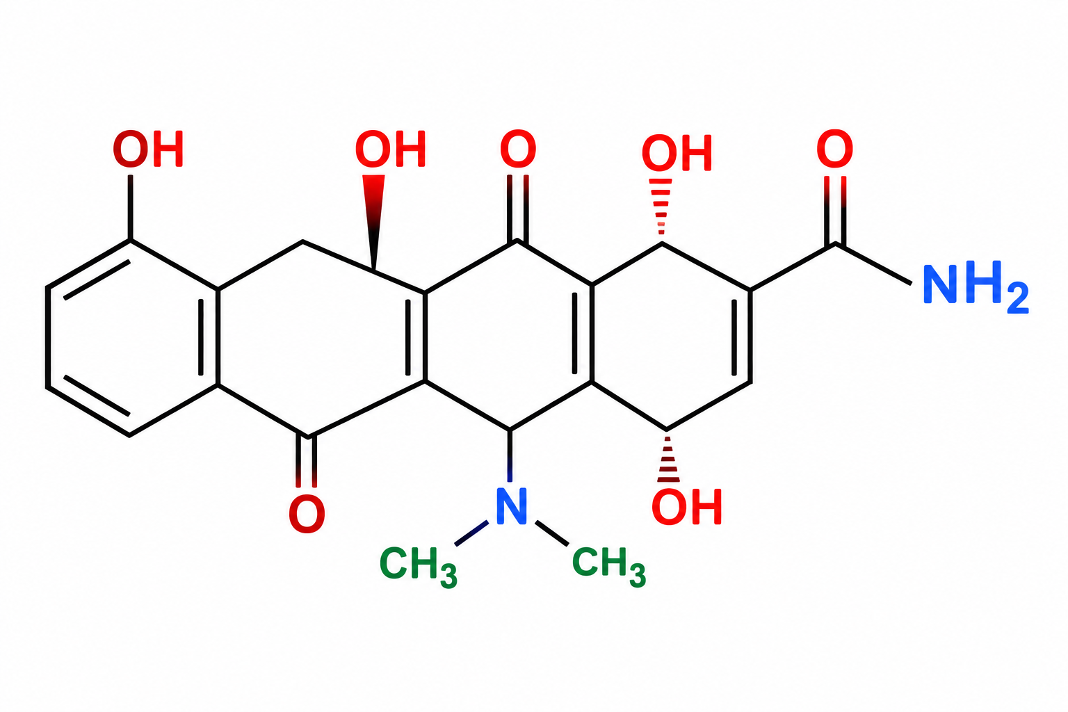 (4R,4aS,5aS,6S,12aS)-4-(dimethylamino)-3,6,10,12,12apentahydroxy-6-methyl-1,11-dioxo-1,4,4a,5,5a,6,11,12aoctahydrotetracene-2-carboxamide (4-epitetracycline) Structure
