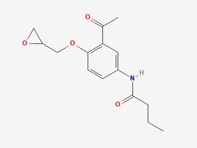 N-[3-acetyl-4-[(2RS)-oxiran-2-ylmethoxy]phenyl]-butanamide Structure