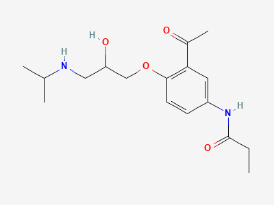 N-[3-acetyl-4-[(2RS)-2-hydroxy-3-[(1-methylethyl)-amino]propoxy]phenyl]propanamide Structure