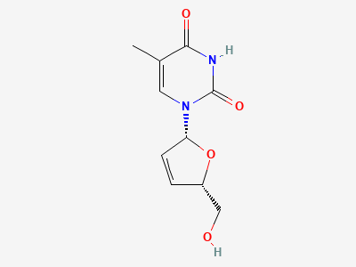 1-[(2R,5S)-5-(hydroxymethyl)-2,5-dihydrofuran-2-yl]-5-methylpyrimidine-2,4(1H,3H)-dione (stavudine) Structure