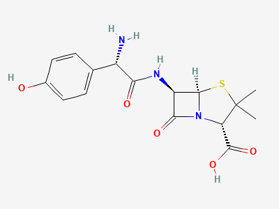 (2S,5R,6R)-6-[[(2S)-2-amino-2-(4-hydroxyphenyl)-acetyl]amino]-3,3-dimethyl-7-oxo-4-thia-1-azabicyclo-[3.2.0]heptane-2-carboxylic acid (L-amoxicillin) Structure