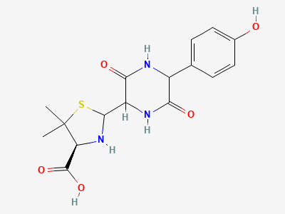 (4S)-2-[5-(4-hydroxyphenyl)-3,6-dioxopiperazin-2-yl]-5,5-dimethylthiazolidine-4-carboxylic acid (amoxicillin diketopiperazines) Structure