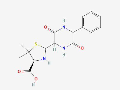 (4S)-2-(3,6-dioxo-5-phenylpiperazin-2-yl)-5,5-dimethylthiazolidine-4-carboxylic acid (diketopiperazines of ampicillin) Structure