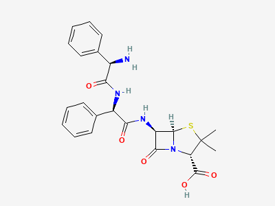 (2S,5R,6R)-6-[[(2R)-2-[[(2R)-2-amino-2-phenylacetyl]-amino]-2-phenylacetyl]amino]-3,3-dimethyl-7-oxo-4-thia-1-azabicyclo[3.2.0]heptane-2-carboxylic acid (D-phenylglycylampicillin) Structure
