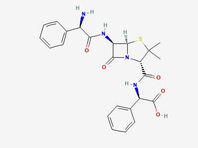 (2R)-2-[[[(2S,5R,6R)-6-[[(2R)-2-amino-2-phenylacetyl]amino]-3,3-dimethyl-7-oxo-4-thia-1-azabicyclo[3.2.0]hept-2-yl]carbonyl]amino]-2-phenylacetic acid (ampicillinyl-D-phenylglycine) Structure
