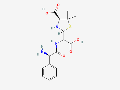 (4S)-2-[[[(2R)-2-amino-2-phenylacetyl]amino]carboxymethyl]-5,5-dimethyl-1,3-thiazolidine-4-carboxylic acid (penicilloic acids of ampicillin) Structure