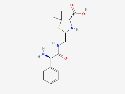 (2RS,4S)-2-[[[(2R)-2-amino-2-phenylacetyl]amino]-methyl]-5,5-dimethyl-1,3-thiazolidine-4-carboxylic acid (penilloic acids of ampicillin) Structure