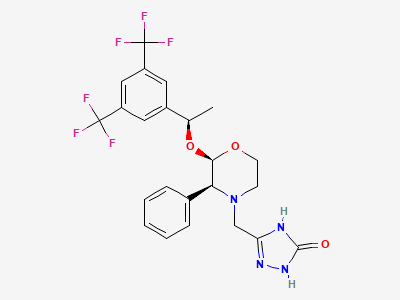 5-[[(2R,3S)-2-[(1R)-1-[3,5-bis(trifluoromethyl)phenyl]-ethoxy]-3-phenylmorpholin-4-yl]methyl]-1,2-dihydro-3H-1,2,4-triazol-3-one Structure