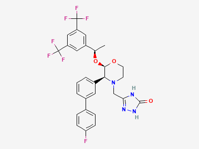 5-[[(2R,3S)-2-[(1R)-1-[3,5-bis(trifluoromethyl)phenyl]-ethoxy]-3-(4'-fluorobiphenyl-3-yl)morpholin-4-yl]-methyl]-1,2-dihydro-3H-1,2,4-triazol-3-one Structure