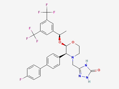 5-[[(2R,3S)-2-[(1R)-1-[3,5-bis(trifluoromethyl)phenyl]-ethoxy]-3-(4'-fluorobiphenyl-4-yl)morpholin-4-yl]-methyl]-1,2-dihydro-3H-1,2,4-triazol-3-one Structure