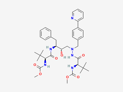 Methyl [(5R,10S,11S,14S)-11-benzyl-5-tert-butyl-10-hydroxy-15,15-dimethyl-3,6,13-trioxo-8-[[4-(pyridin-2-yl)phenyl]methyl]-2-oxa-4,7,8,12-tetraazahexadecan-14-yl]carbamate Structure