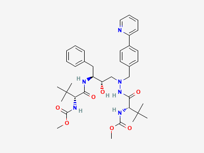 Methyl [(5S,10S,11S,14R)-11-benzyl-5-tert-butyl-10-hydroxy-15,15-dimethyl-3,6,13-trioxo-8-[[4-(pyridin-2-yl)phenyl]methyl]-2-oxa-4,7,8,12-tetraazahexadecan-14-yl]carbamate Structure