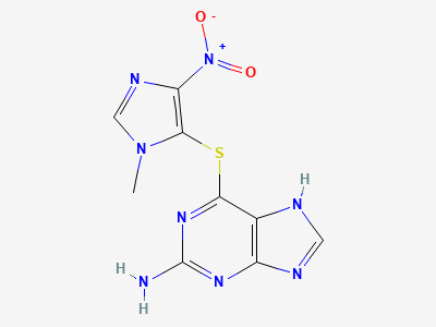 6-[(1-methyl-4-nitro-1H-imidazol-5-yl)sulfanyl]-7H-purin-2-amine (thiamiprine) Structure