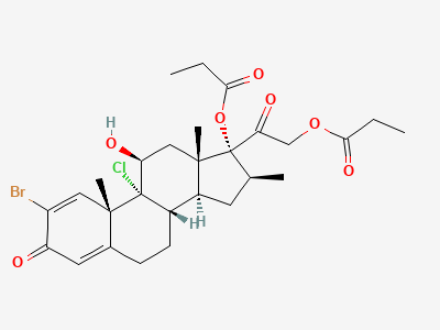 2-bromo-9-chloro-11β-hydroxy-16β-methyl-3,20-dioxopregna-1,4-diene-17,21-diyl dipropanoate Structure