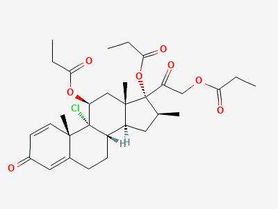9-chloro-16β-methyl-3,20-dioxopregna-1,4-diene-11β,17,21-triyl tripropanoate (beclometasone tripropionate) Structure