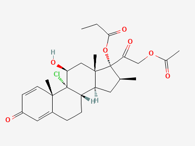 21-(acetyloxy)-9-chloro-11β-hydroxy-16β-methyl-3,20-dioxopregna-1,4-dien-17-yl propanoate (beclometasone 21-acetate 17-propionate) Structure