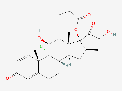 9-chloro-11β,21-dihydroxy-16β-methyl-3,20-dioxopregna-1,4-dien-17-yl propanoate (beclometasone 17-propionate) Structure