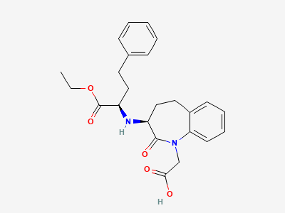 [(3RS)-3-[[(1SR)-1-(ethoxycarbonyl)-3-phenylpropyl]-amino]-2-oxo-2,3,4,5-tetrahydro-1H-1-benzazepin-1-yl]acetic acid Structure