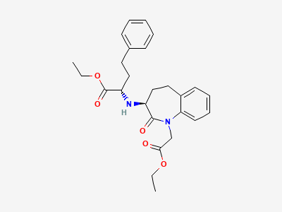 Ethyl (2S)-2-[[(3S)-1-(2-ethoxy-2-oxoethyl)-2-oxo-2,3,4,5-tetrahydro-1H-1-benzazepin-3-yl]amino]-4-phenylbutanoate Structure