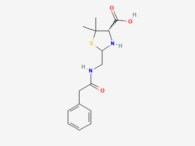 (2RS,4S)-5,5-dimethyl-2-[(2-phenylacetamido)methyl]-1,3-thiazolidine-4-carboxylic acid (penilloic acids of benzylpenicillin) Structure