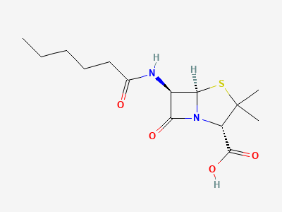 (2S,5R,6R)-6-hexanamido-3,3-dimethyl-7-oxo-4-thia-1-azabicyclo[3.2.0]heptane-2-carboxylic acid (dihydropenicillin F) Structure