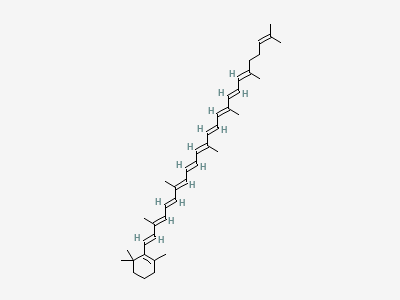 1-[(1E,3E,5E,7E,9E,11E,13E,15E,17E,19E)-3,7,12,16,20,24-hexamethylpentacosa-1,3,5,7,9,11,13,15,17,19,23-undecaen-1-yl]-2,6,6-trimethylcyclohexene (β,Ψ-carotene, γ-carotene) Structure
