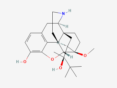 (2S)-2-(4,5α-epoxy-3-hydroxy-6-methoxy-6α,14-ethano-14α-morphinan-7α-yl)-3,3-dimethylbutan-2-ol (norbuprenorphine) Structure