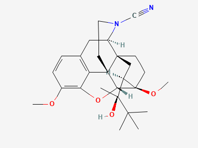 4,5α-epoxy-7α-[(1S)-1-hydroxy-1,2,2-trimethylpropyl]-3,6-dimethoxy-6α,14-ethano-14α-morphinan-17-carbonitrile Structure