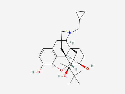 (2S)-2-[17-(cyclopropylmethyl)-4,5α-epoxy-3,6-dihydroxy-6α,14-ethano-14α-morphinan-7α-yl]-3,3-dimethylbutan-2-ol (6-O-desmethylbuprenorphine) Structure