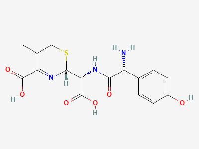 (2R,5RS)-2-[(R)-[[(2R)-2-amino-2-(4-hydroxyphenyl)-acetyl]amino]carboxymethyl]-5-methyl-5,6-dihydro-2H-1,3-thiazine-4-carboxylic acid Structure