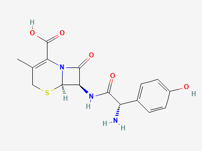 (6R,7R)-7-[[(2S)-2-amino-2-(4-hydroxyphenyl)-acetyl]amino]-3-methyl-8-oxo-5-thia-1-azabicyclo-[4.2.0]oct-2-ene-2-carboxylic acid (L-cefadroxil) Structure