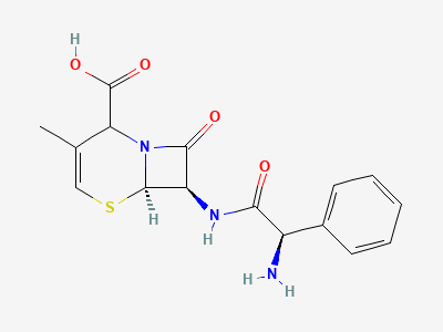 (2RS,6R,7R)-7-[[(2R)-2-amino-2-phenylacetyl]amino]-3-methyl-8-oxo-5-thia-1-azabicyclo[4.2.0]oct-3-ene-2-carboxylic acid (delta-2-cefalexin) Structure