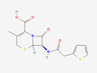 (6R,7R)-3-methyl-8-oxo-7-[(thiophen-2-ylacetyl)amino]-5-thia-1-azabicyclo[4.2.0]oct-2-ene-2-carboxylic acid (deacetoxycefalotin) Structure
