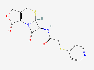 (5aR,6R)-6-[[[(pyridin-4-yl)sulfanyl]acetyl]amino]-5a,6-dihydro-3H,7H-azeto[2,1-b]furo[3,4-d][1,3]thiazine-1,7(4H)-dione (deacetylcefapirin lactone) Structure