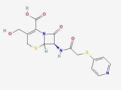 (6R,7R)-3-(hydroxymethyl)-8-oxo-7-[[[(pyridin-4-yl)sulfanyl]acetyl]amino]-5-thia-1-azabicyclo[4.2.0]oct-2-ene-2-carboxylic acid (deacetylcefapirin) Structure