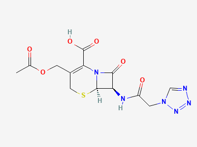 (6R,7R)-3-[(acetyloxy)methyl]-8-oxo-7-[(1H-tetrazol-1-ylacetyl)amino]-5-thia-1-azabicyclo[4.2.0]oct-2-ene-2-carboxylic acid Structure