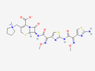 (6R,7R)-7-[[(2Z)-[2-[[(2Z)-(2-aminothiazol-4-yl)(methoxyimino)acetyl]amino]thiazol-4-yl](methoxyimino)acetyl]amino]-3-[(1-methylpyrrolidinio)methyl]-8-oxo-5-thia-1-azabicyclo[4.2.0]oct-2-ene-2-carboxylate Structure