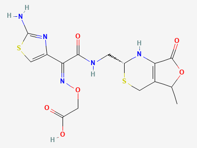 2-[[[(Z)-1-(2-aminothiazol-4-yl)-2-[[[(2R,5RS)-5-methyl-7-oxo-1,2,5,7-tetrahydro-4H-furo[3,4-d][1,3]thiazin-2-yl]methyl]amino]-2-oxoethylidene]amino]oxy]acetic acid Structure