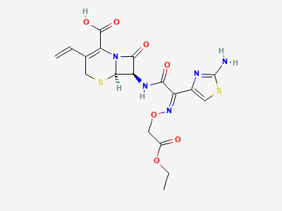 (6R,7R)-7-[[(Z)-2-(2-aminothiazol-4-yl)-2-[(2-ethoxy-2-oxoethoxy)imino]acetyl]amino]-3-ethenyl-8-oxo-5-thia-1-azabicyclo[4.2.0]oct-2-ene-2-carboxylic acid Structure