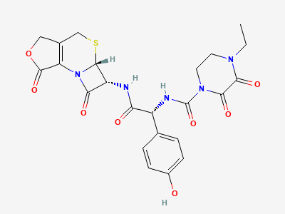 (5aR,6R)-6-[[(2R)-2-[[(4-ethyl-2,3-dioxopiperazin-1-yl)-carbonyl]amino]-2-(4-hydroxyphenyl)acetyl]amino]-5a,6-dihydro-3H,7H-azeto[2,1-b]furo[3,4-d][1,3]thiazine-1,7(4H)-dione Structure
