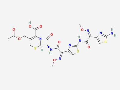 (6R,7R)-3-[(acetyloxy)methyl]-7-[[(2Z)-2-[2-[[(2Z)-2-(2-aminothiazol-4-yl)-2-(methoxyimino)acetyl]-amino]thiazol-4-yl]-2-(methoxyimino)acetyl]amino]-8-oxo-5-thia-1-azabicyclo[4.2.0]oct-2-ene-2-carboxylic acid (ATA cefotaxime) Structure