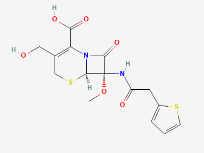 (6R,7S)-3-(hydroxymethyl)-7-methoxy-8-oxo-7-[2-(thiophen-2-yl)acetamido]-5-thia-1-azabicyclo[4.2.0]oct-2-ene-2-carboxylic acid (decarbamoylcefoxitin) Structure