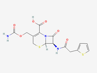 (6R,7R)-3-[(carbamoyloxy)methyl]-8-oxo-7-[2-(thiophen-2-yl)acetamido]-5-thia-1-azabicyclo[4.2.0]oct-2-ene-2-carboxylic acid Structure