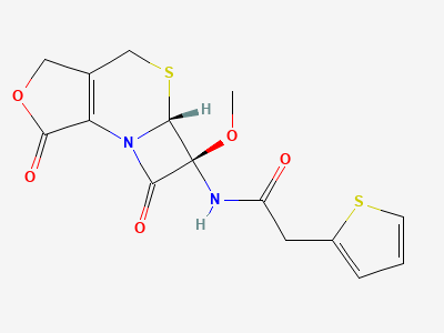 N-[(5aR,6S)-6-methoxy-1,7-dioxo-1,4,6,7-tetrahydro-3H,5aH-azeto[2,1-b]furo[3,4-d][1,3]thiazin-6-yl]-2-(thiophen-2-yl)acetamide (cefoxitin lactone) Structure