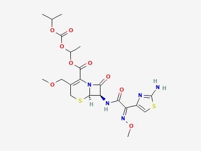 (1RS)-1-[[(1-methylethoxy)carbonyl]oxy]ethyl (6R,7R)-7-[[(2E)-2-(2-aminothiazol-4-yl)-2-(methoxyimino)acetyl]amino]-3-(methoxymethyl)-8-oxo-5-thia-1-azabicyclo[4.2.0]oct-2-ene-2-carboxylate (anti-cefpodoxime proxetil) Structure
