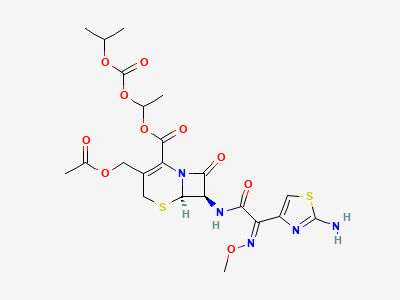 (1RS)-1-[[(1-methylethoxy)carbonyl]oxy]ethyl (6R,7R)-3-(acetoxymethyl)-7-[[(2Z)-2-(2-aminothiazol-4-yl)-2-(methoxyimino)acetyl]amino]-8-oxo-5-thia-1-azabicyclo[4.2.0]oct-2-ene-2-carboxylate (ACA-analogue of cefpodoxime proxetil) Structure