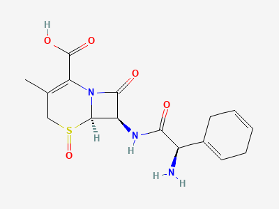 (6R,7R)-7-[[(2R)-amino(cyclohexa-1,4-dienyl)acetyl]amino]-3-methyl-8-oxo-5-thia-1-azabicyclo[4.2.0]oct-2-ene-2-carboxylic acid 5-oxide (isomer 2) Structure