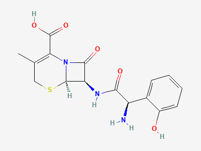 (6R,7R)-7-[[(2R)-amino(2-hydroxyphenyl)acetyl]amino]-3-methyl-8-oxo-5-thia-1-azabicyclo[4.2.0]oct-2-ene-2-carboxylic acid Structure