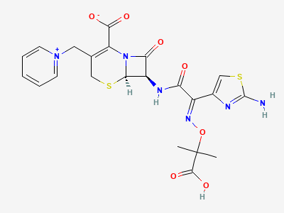 (6R,7R)-7-[[(2E)-2-(2-aminothiazol-4-yl)-2-[(1-carboxy-1-methylethoxy)imino]acetyl]amino]-8-oxo-3-[(pyridin-1-ium-1-yl)methyl]-5-thia-1-azabicyclo[4.2.0]oct-2-ene-2-carboxylate Structure