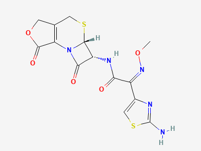 (5aR,6R)-6-[[(2Z)-(2-aminothiazol-4-yl)(methoxyimino)acetyl]amino]-5a,6-dihydro-3H,7H-azeto-[2,1-b]furo[3,4-d][1,3]thiazine-1,7(4H)-dione Structure